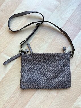 Genuine Italian Leather Borse in Pelle Woven Crossbody Bag — rich Gray